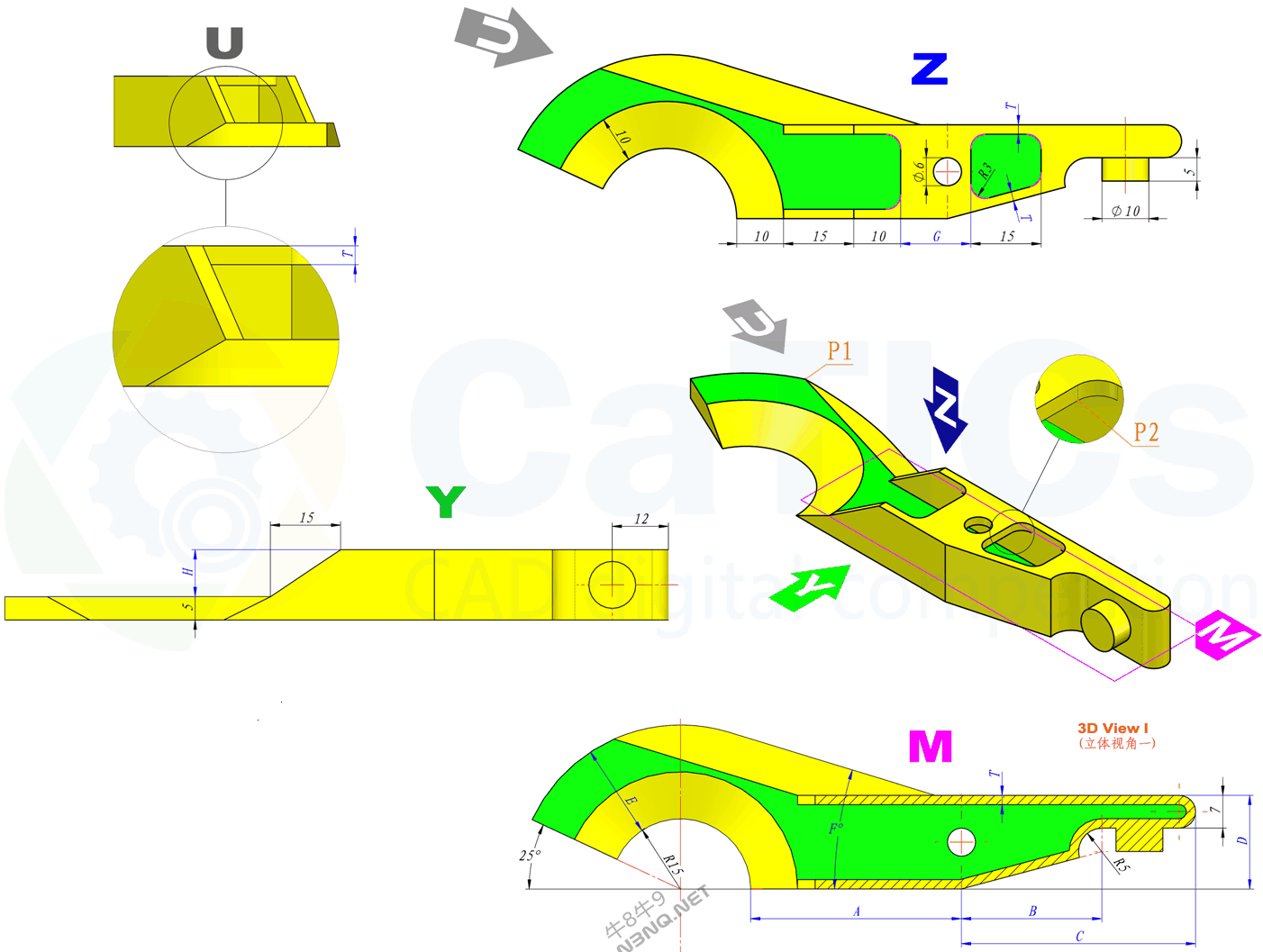 solidworks建模练习题5 catics 3d11-m4