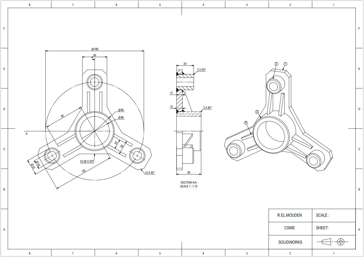 CSWE Solidworks装配练习题004